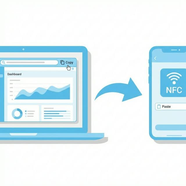 ダッシュボードからURLをコピーしてNFCアプリに貼り付けるイメージ